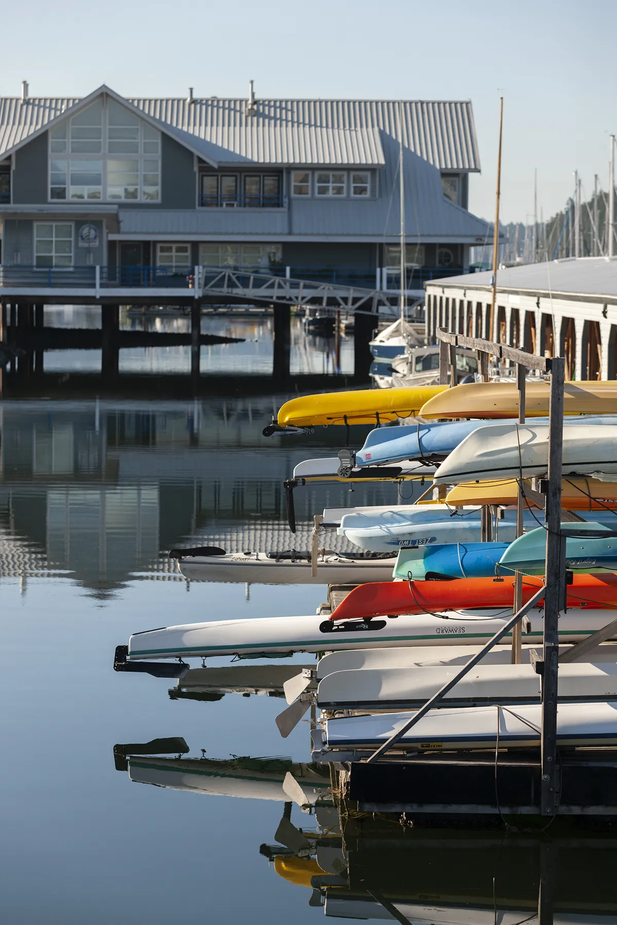 Kayaks in a marina